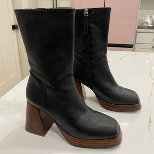 Michele Lopriore Milano ALAYA ANKLE BOOTS size 37 Black Leather